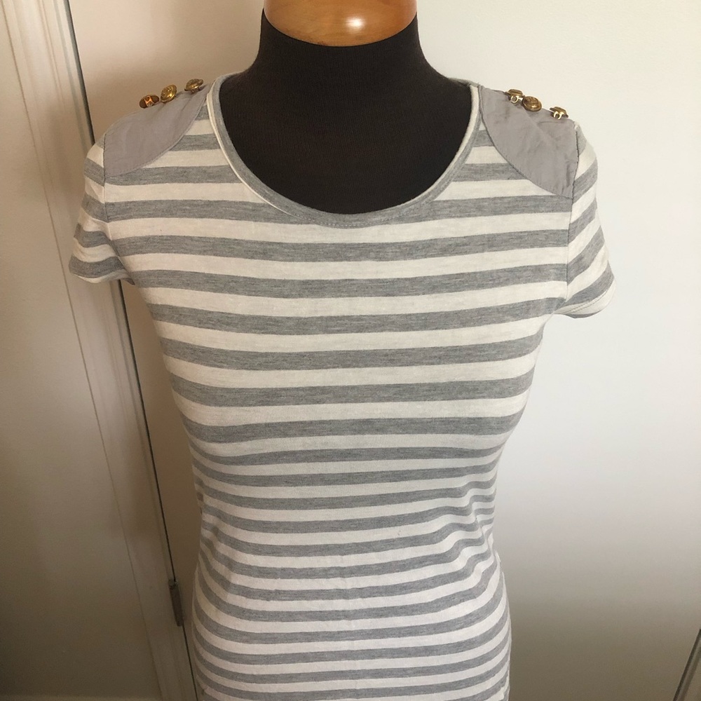 Grey and white striped top